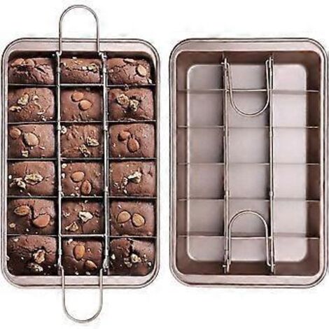 Chef-d'œuvre de la pâtisserie : moule à brownies antiadhésif avec séparateurs amovibles. Cuisinez comme un pro grâce à l'acier au carbone de qualité supérieure qui assure une répartition homogène de l