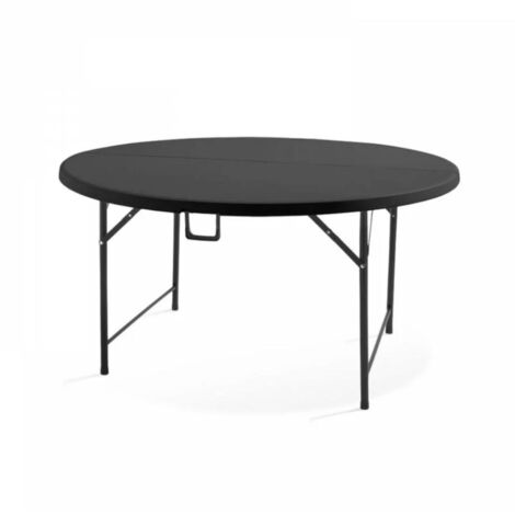 CHEFGASTRO-BESTE PREISE FÜR DEINE GASTRONOMIE CHEFGASTRO Table de buffet ronde pliable pour terrasse, balcon, jardin avec poignée de transport HxØ 74x122cm Pour jusqu'à 6 personnes Intérieur et extérieur Noir