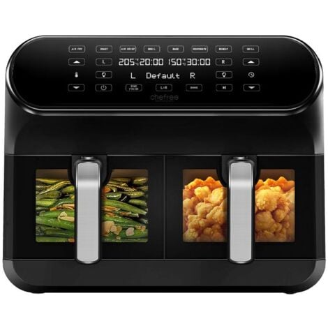 ULTENIC CHEFREE Freidora Aire Dual Zone, 8L, Air Fryer con Ventana de Visualización, Doble Cestas con 8 Programas, Pantalla Táctil, Recetas Online, Cesta Antiadherente