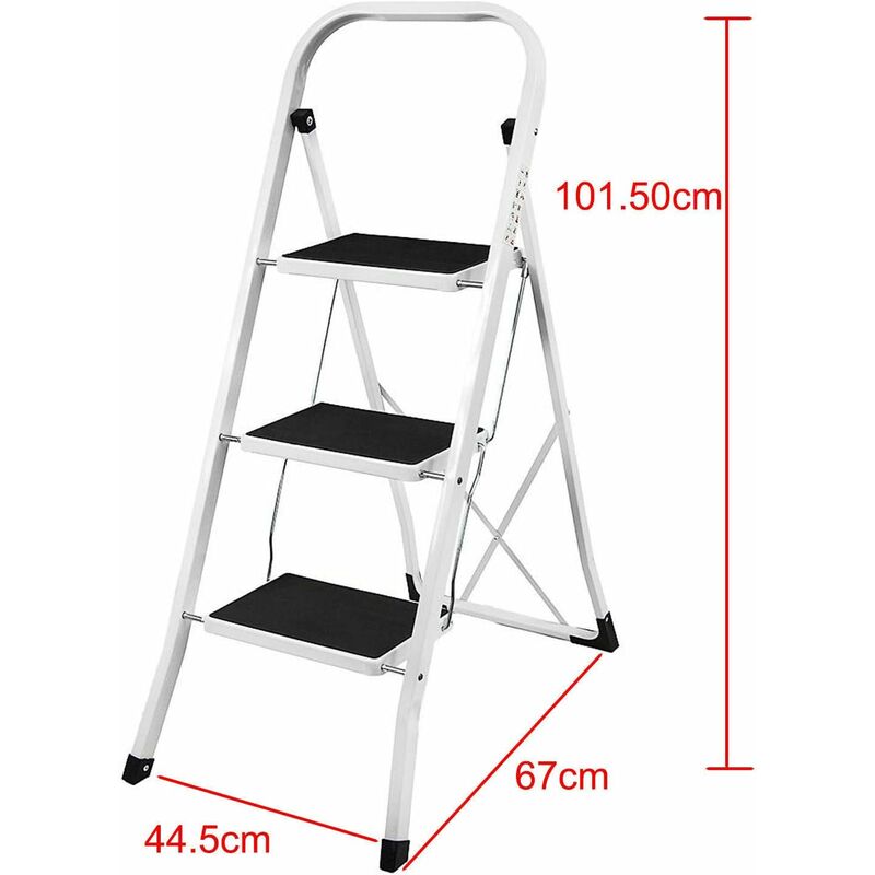 Chelle à 3 marches, acier robuste, pliant, tabouret cuisine portable avec tapis antidérapant dhl