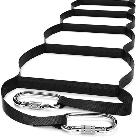 chelle De Secours Incendie  Etage 3,8m  Chelle En Sangle Avec Mousquetons  Lger  Compact Et Portable  Chelle De Corde De Scurit Multifonction