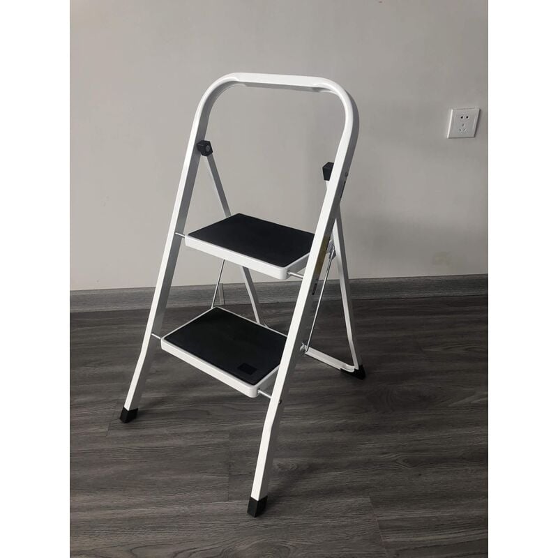 Échelle pliante à 2 marches Escabeau Pliable Portable Compact Échelle Tapis Antidérapant Rangement Facile Escabeau pour Maison Cuisine Bureau DIY 150