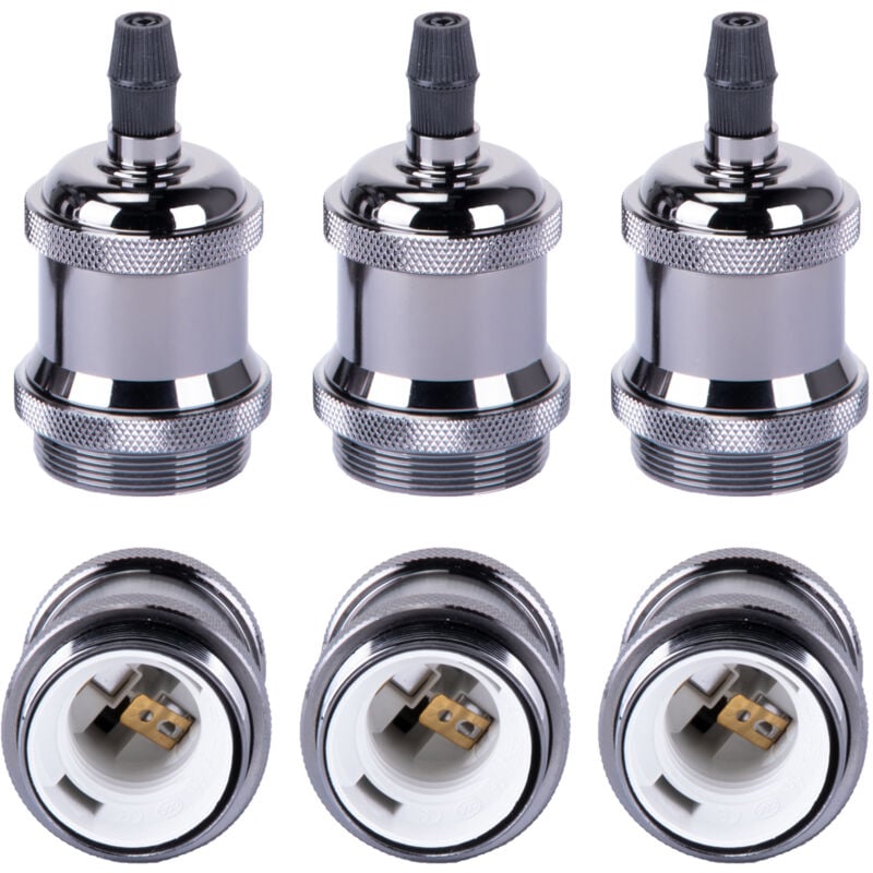 Douille de Lampe E27 Vintage Edison Rétro Lampe Base Chambre Salon pour Lustre Suspension Plafonnier diy Noir Clair - 6Pcs