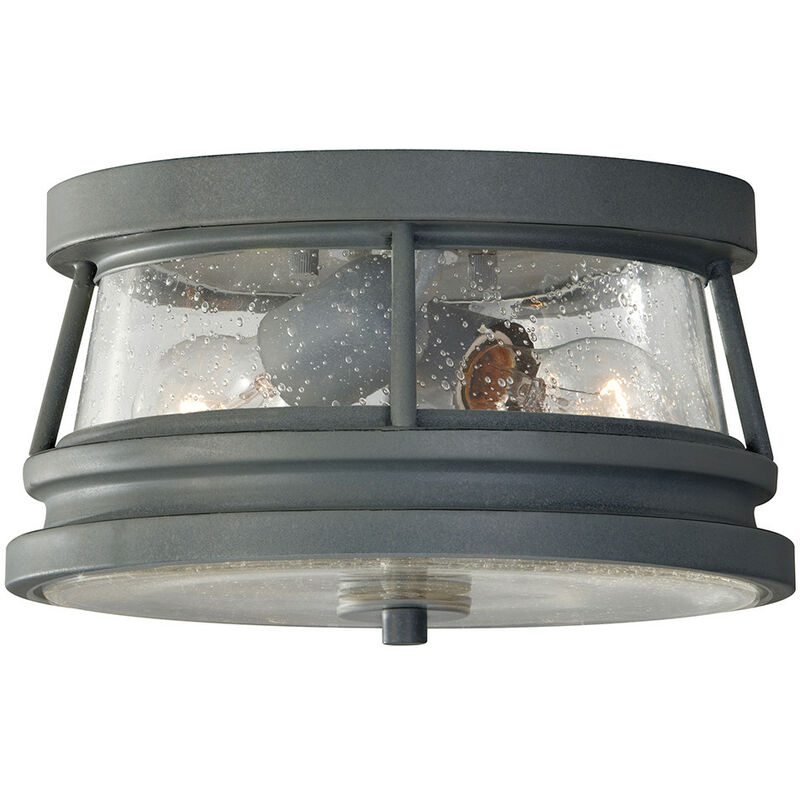 Elstead Chelsea Harbor - 2 Light Outdoor Flush Ceiling Light Storm Cloud IP44, E27