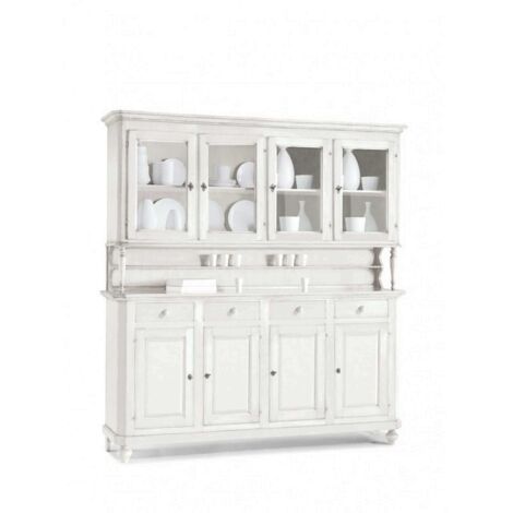 CHELSEY - credenza con vetrina in legno massello cm 196 x 43 x 218 h
