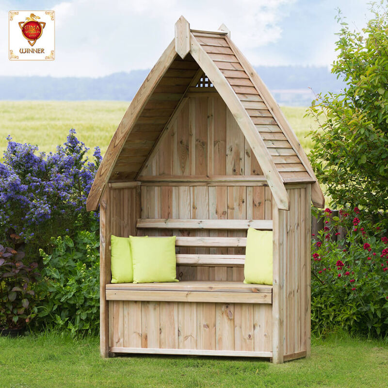 Zest - Cheltenham Arbour Wooden Garden Seat & Storage Box Trellis Back
