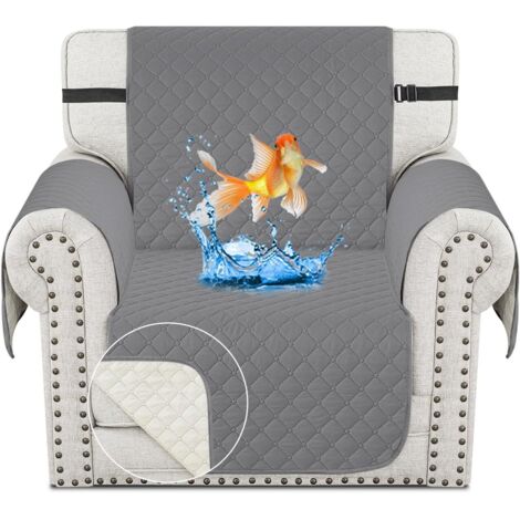 CHELZEN Housse de Fauteuil imperméable à l'eau, Housse de canapé de Chaise Double Face, Protecteur de Meubles de Chien pour Les Enfants de Salon (1 Place, Gris Clair)
