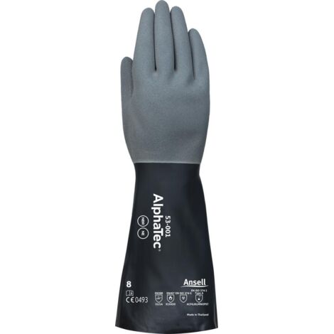 Chemiehandschuhe AlphaTec 53-001 Gr.9 grau/schwarz EN 388,EN 374,EN 407 6 PA 6 Stk