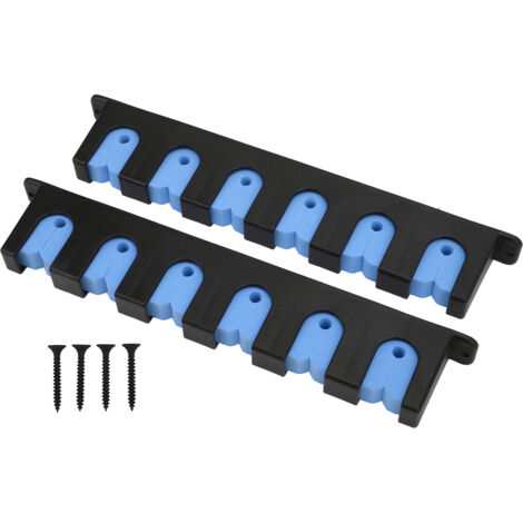 Chemikalienbeständiger, wandmontierter Angelrutenhalter, 6 vertikale Rutenhalter mit 4 blauen Schrauben