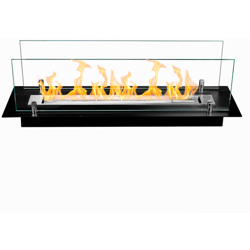 Divina Fire - Brûleur de cheminée au bioéthanol en acier avec verre de 65 cm