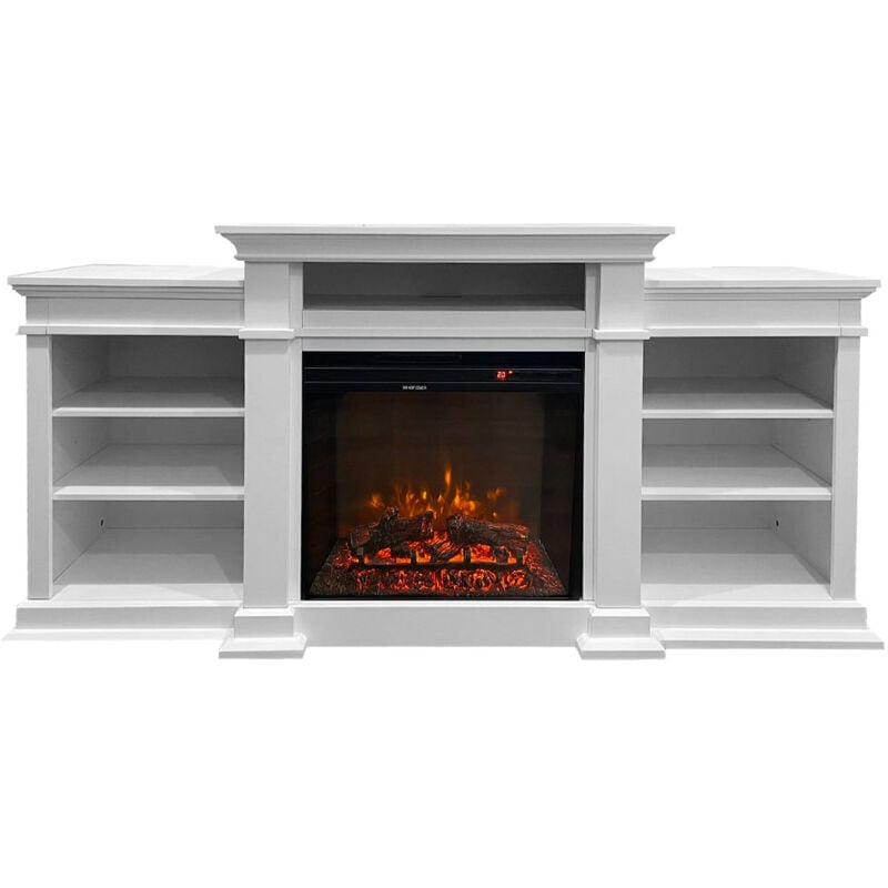 Divina Fire - Cheminée électrique en bois blanc L179 x P48 x H85 Biden - Blanc