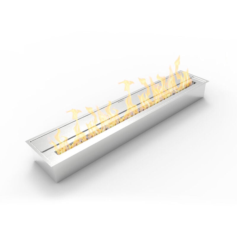 Divina Fire - Brûleur de cheminée au bioéthanol biocheminée en acier inoxydable 7 lt 91,5X18,7XH9,5 cm