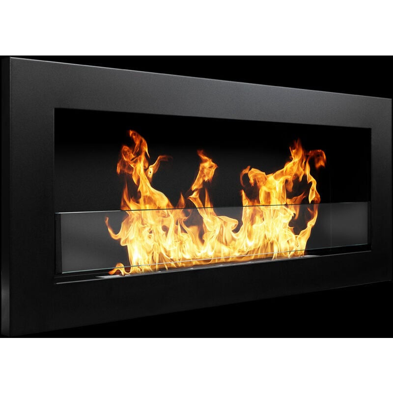 Divina Fire - Cheminée bioéthanol murale ou encastrable Livorno Nero l 90 x p 12 x h 40 avec vitre