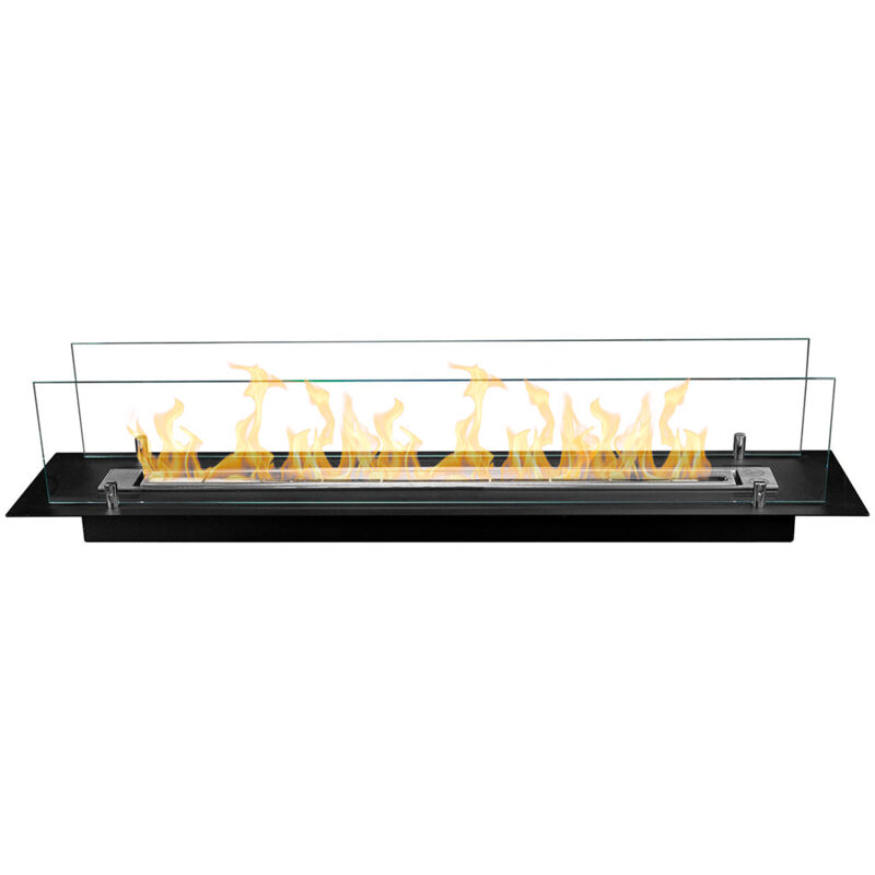 Divina Fire - Brûleur de cheminée au bioéthanol en acier avec verre de 100 cm