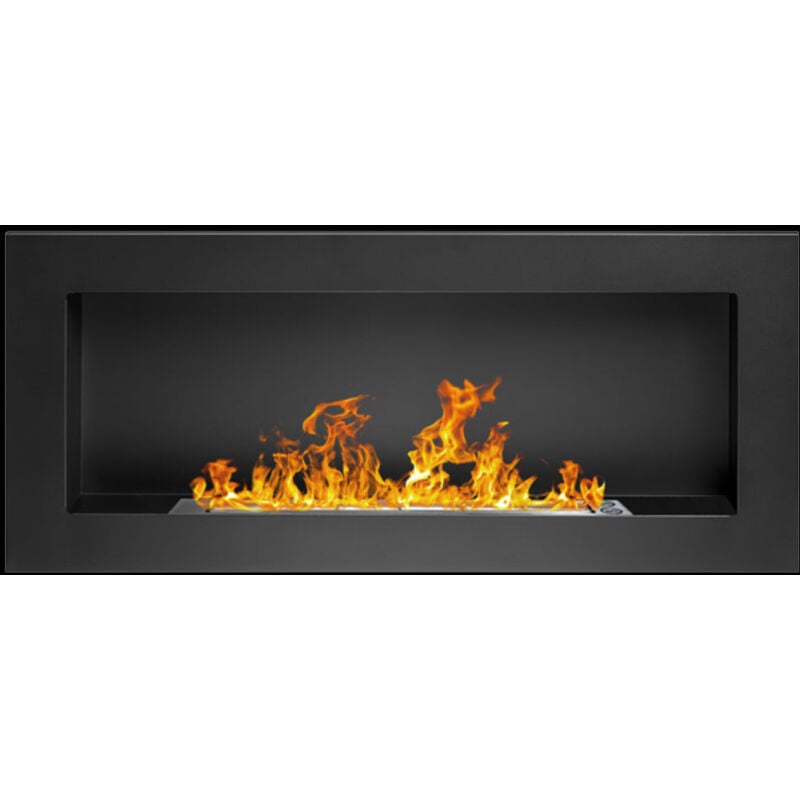 Divina Fire - Cheminée moderne au bioéthanol avec cadre mural encastré Lucca Black