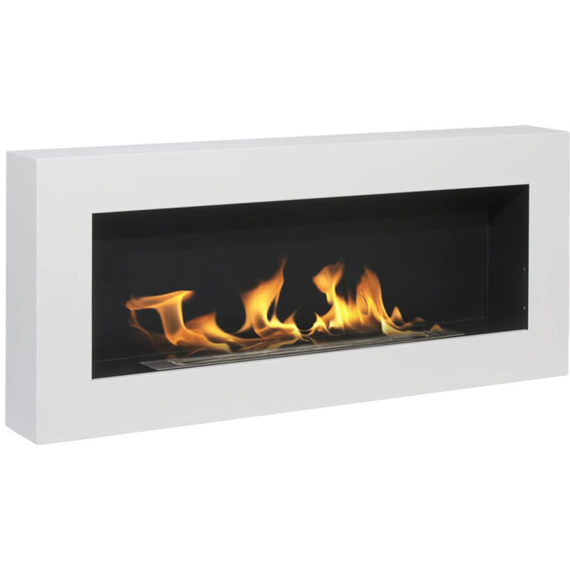Divina Fire - Cheminée bioéthanol murale biocheminée Siena blanc l 90 x p 12 x H40
