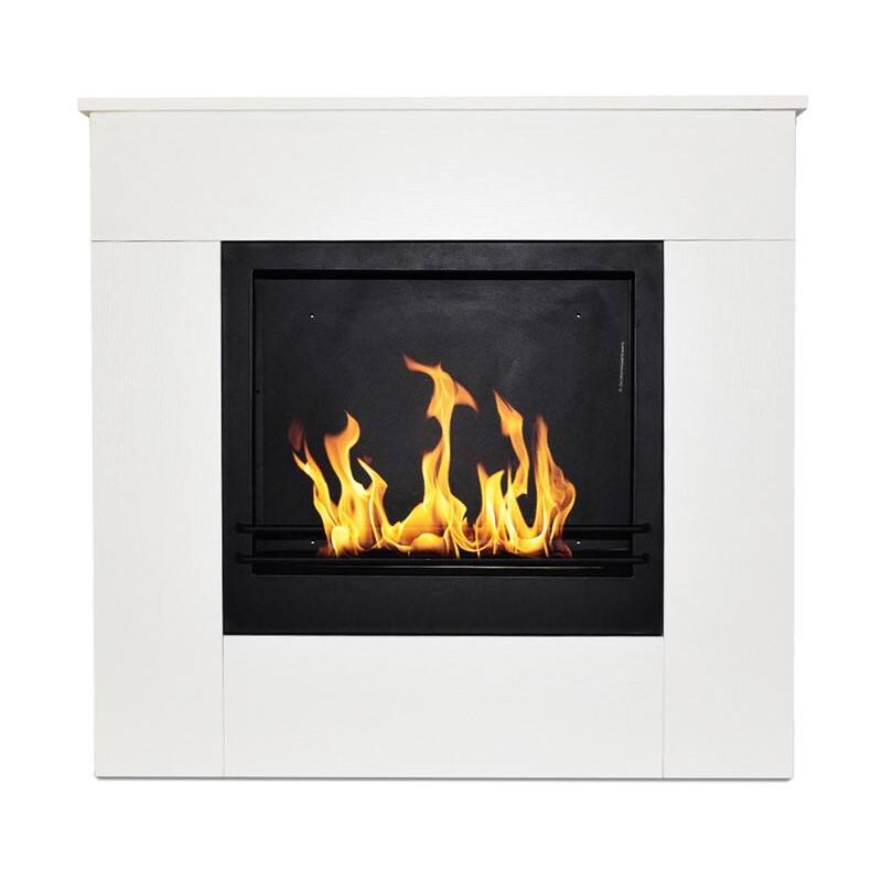 Divina Fire - Cheminée au bioéthanol sur pied en bois blanc Made in Italy Michelangelo 96x36x90h