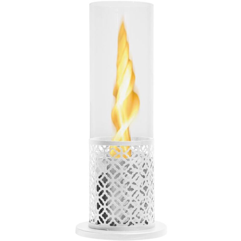 Divina Fire - Cheinée bio de table au bioéthanol tolosa Blanc D20 x H49,5 interne externe