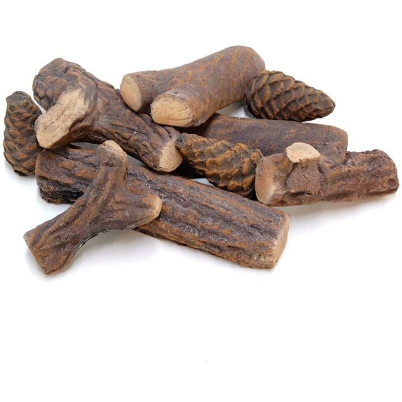 Divina Fire - Lot de 9 pièces bâtons en céramique bois pour cheminée au bioéthanol accessoires pour biocheminée