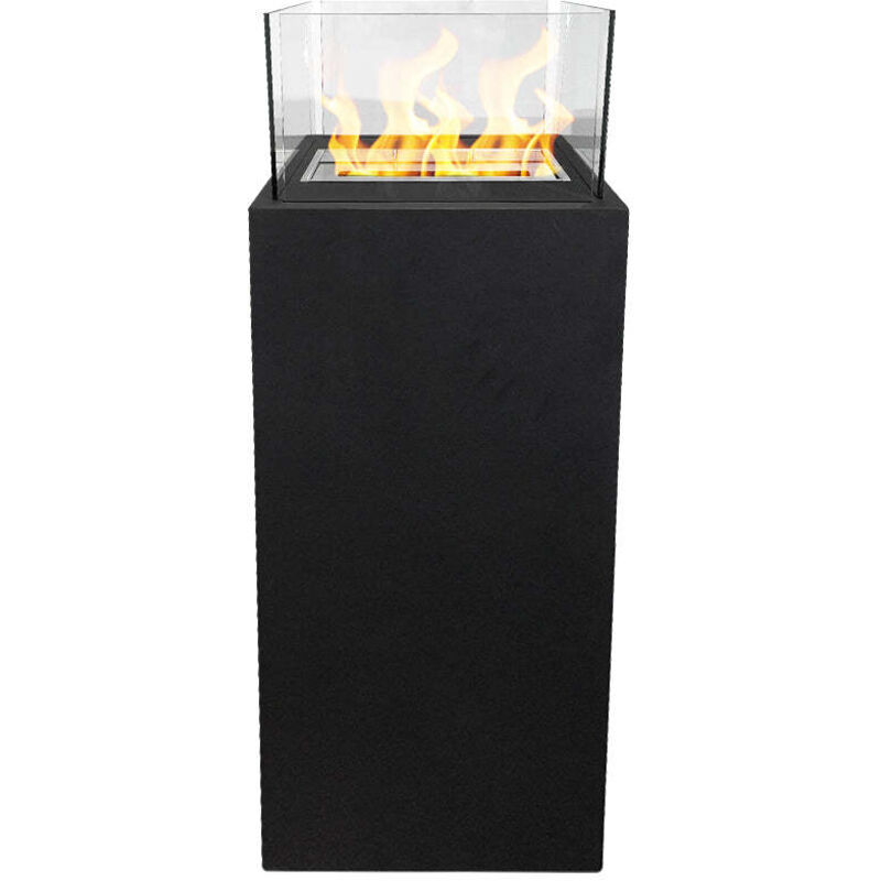 Divina Fire - Cheminée au bioéthanol sur pied pour intérieur et extérieur Ischia Nero 40x40x115