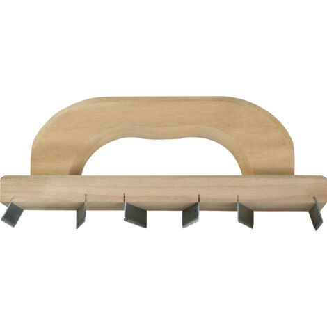 Chemin de fer denté 25 x 7 cm – Poignée bois -  6 lames en acier carbone – Outil de maçonnerie pour dressage et finition des enduits