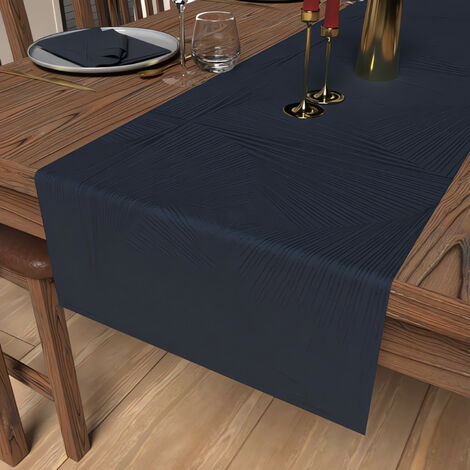 Chemin de table 40x180 cm LUXURY bleu nuit, par Soleil d'Ocre