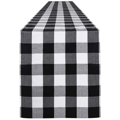 chemin De Table 4571 Noir Et Blanc 1 Pice - Chemin De Table En Coton Robuste - Chemin De Table - Chemin De Table Lavable