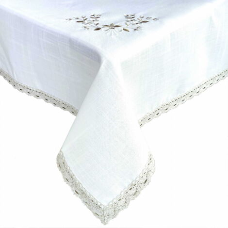 Chemin de table beige avec broderie 85x85 Élégant comme du lin