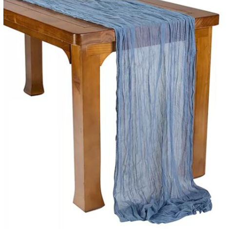 Chemin de table bohème bleu en polyester gaze pour mariage, dîner aux chandelles, fête d'anniversaire, maison
