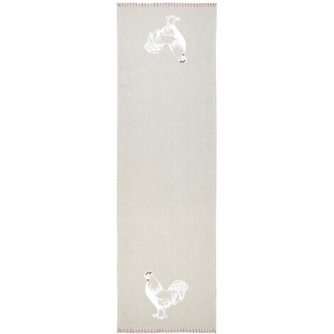 Chemin de table coq en coton Naturel 45x150 cm