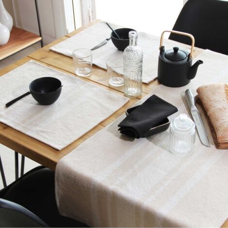 Chemin de table coton épais Rustique Ecru 50x150 cm