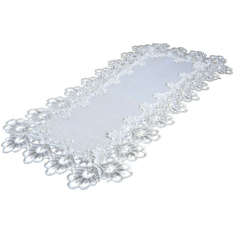 Chemin de table crème avec dentelle guipure 40/85