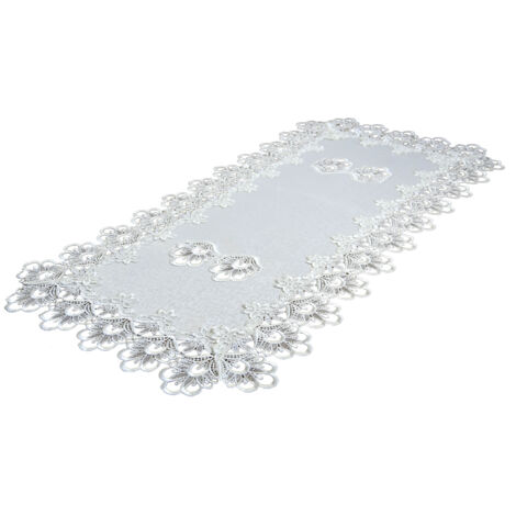 Chemin de table crème avec dentelle guipure 50/100 Chemins de table avec dentelle