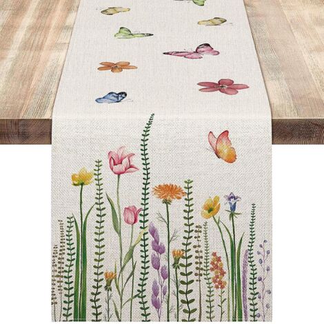 chemin De Table Dcoratif D't 33 X 180cm (feuilles Florales), Chemin De Table En Toile De Jute, Pour Mariage T Autumn Festif Outdoor Party Decorati