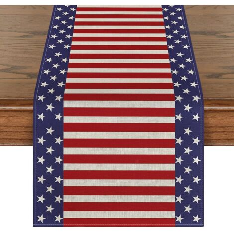 chemin De Table Dcoratif D't 33 X 180cm (usa Independence Day), Chemin De Table En Toile De Jute Pour Mariage T Automne Fte Dcoration Extrieure