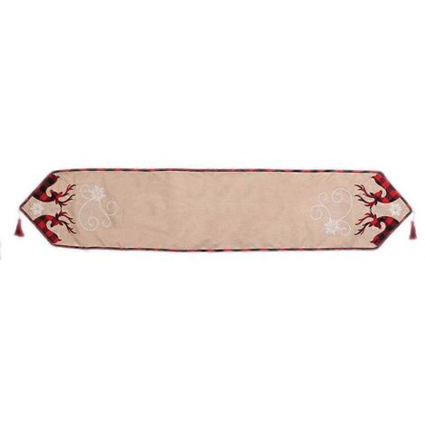 Chemin de table de Noël avec motif de cerfs et d'élans, en toile de jute antidérapante, pour une décoration de table champêtre ou un mariage.
