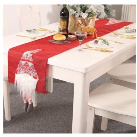 Chemin de table de Noël - GNOME - 180 x 33 cm - Tissu synthétique - Décoration d'intérieur