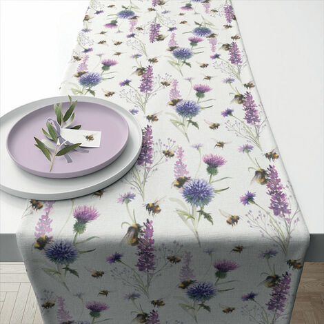 Chemin de table en coton bourdons et chardons 40 x 150 cm