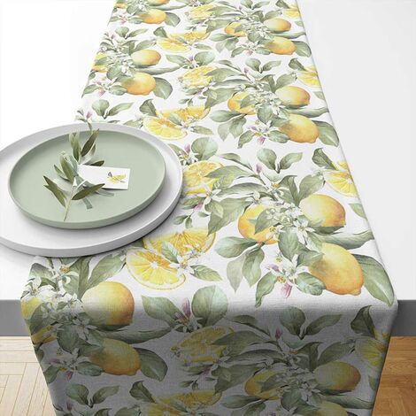 Chemin de table en coton Citrons 40 x 150 cm