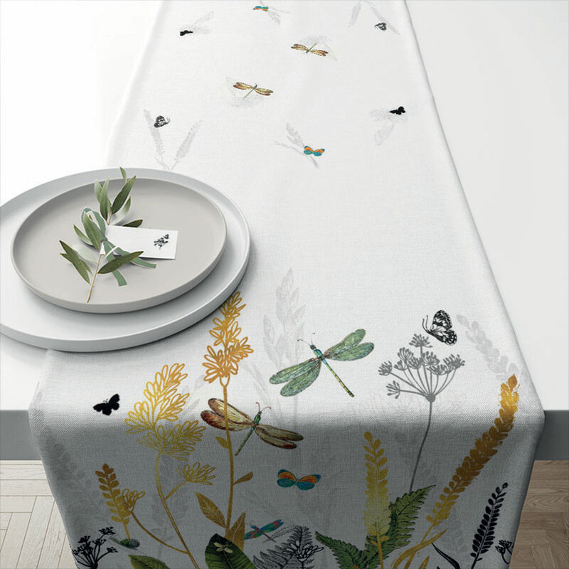 Chemin de table en coton libellules 40 x 150 cm Chemin de table en coton libellules 40 x 150 cm