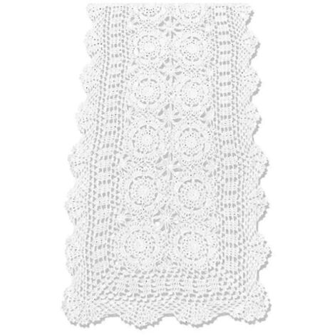 Chemin de table en dentelle de coton crochetée à la main, blanc, forme rectangulaire, décoration pour commode.