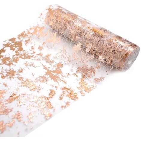 Chemin de table en feuille d'or rose de 5 mètres de long et 28 centimètres de large, idéal pour les fêtes, les mariages et autres décorations de table