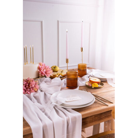 Chemin de table en mousseline, blanc cassé, 0,48 x 5 m