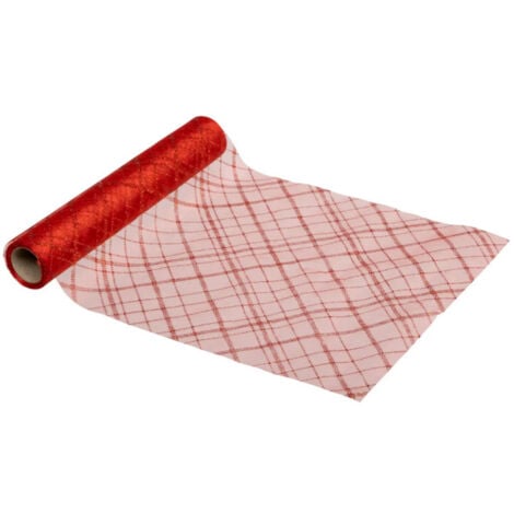 Chemin de Table en Tissu "Carreaux" 28x500cm Rouge