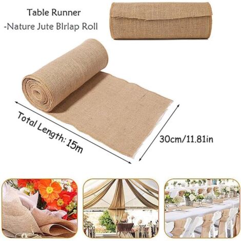 Chemin de Table en Toile de Jute Ruban Décoration Vintage Jaune 30CMX10M Cuisine de salon applicable
