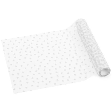 Chemin de table en tulle Cœurs, blanc, 0,36 x 9 m