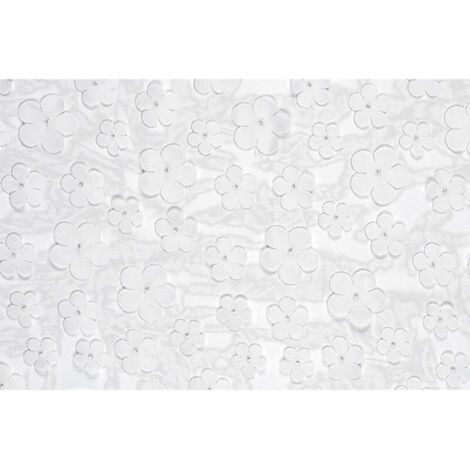 Chemin de table fleuri, blanc, 26 x 500 cm