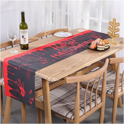 Chemin de table Halloween citrouille toile d'araignée coton lin chemin de table famille nappe table basse décoration tissu