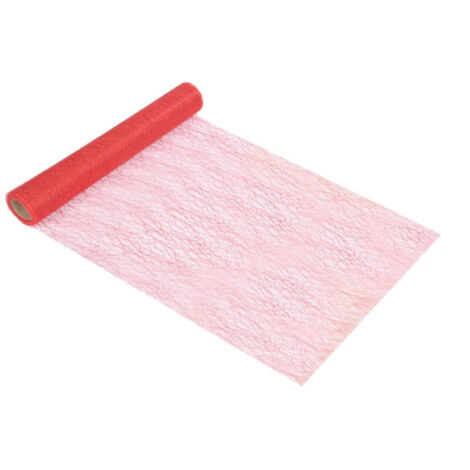 Chemin de Table Jetable "Effet Maille" 30cmx5m Rouge