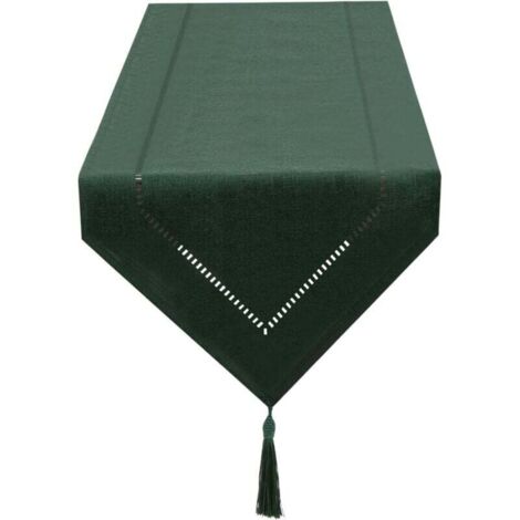 Chemin de Table Lin Vert foncé 32 x 180 cm, Chemin de Table de Haute Qualité, Chemin de Table Uni, Moderne, Facile d'entretien pour Table à Manger, Table Basse, Restaurant, Décoration